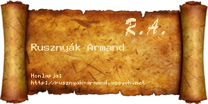 Rusznyák Armand névjegykártya